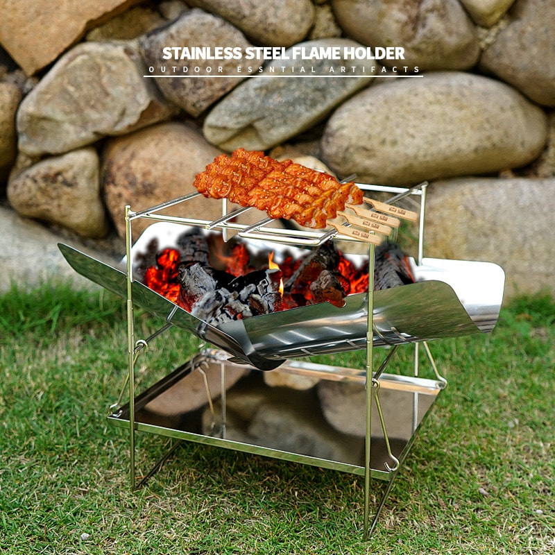 Multifunctional Camping Wood Stove Portable Wood Burning BBQ Grill Stove for Outdoor Backpacking Hiking Picnic BBQ